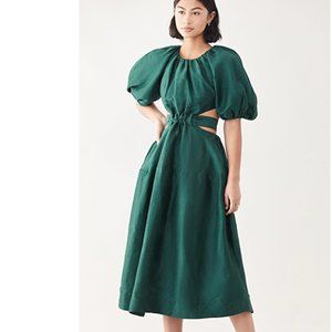 AJE Mimosa Midi Cutout Dress US 4 AU 8 Emerald Green